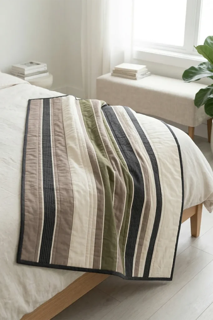 Modern Striped Contemporary Quilt Throws for Cozy Bedroom Layering