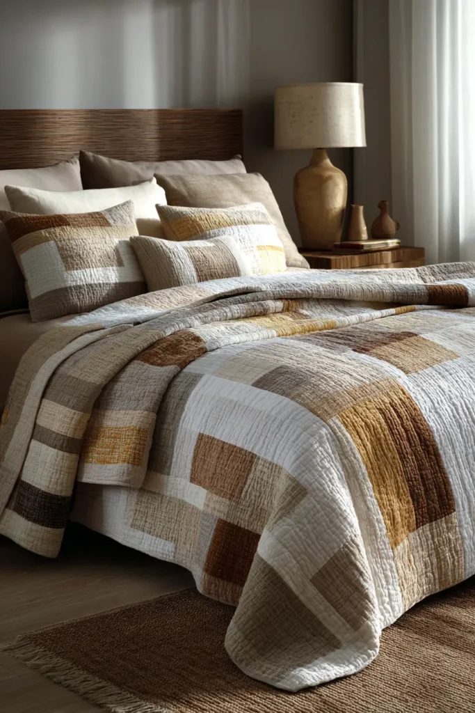 Modern Striped Contemporary Quilt Throws for Cozy Bedroom Layering