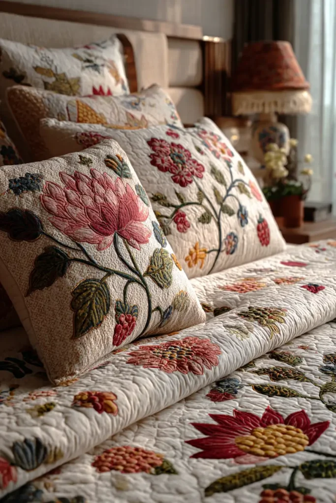 Nakshi Kantha Bed Sheets Featuring Floral Garden Tales