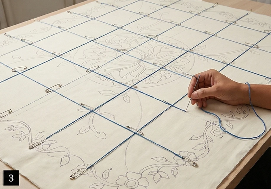 Nakshi Kantha Bed Sheets Featuring Floral Garden Tales