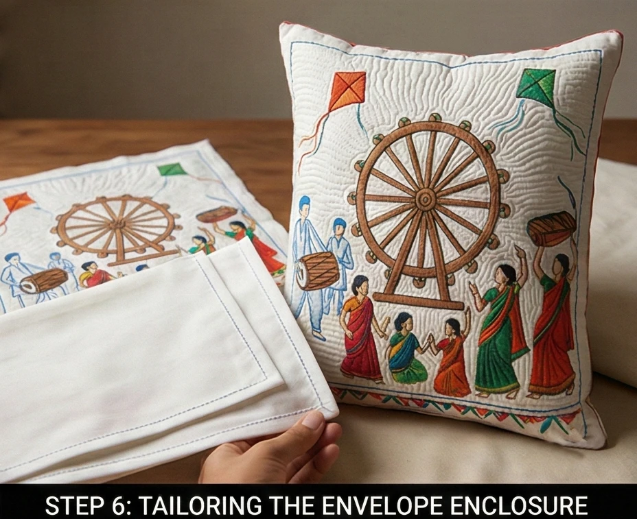 Nakshi Kantha Pillow Covers Showcasing Village Festival Scenes
