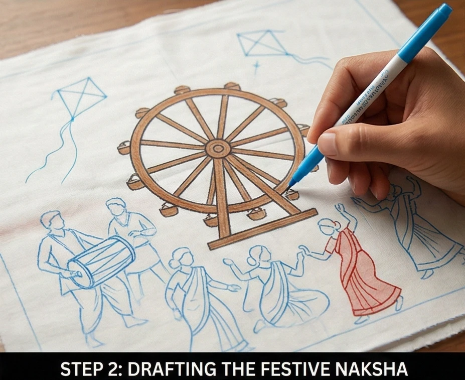 Nakshi Kantha Pillow Covers Showcasing Village Festival Scenes