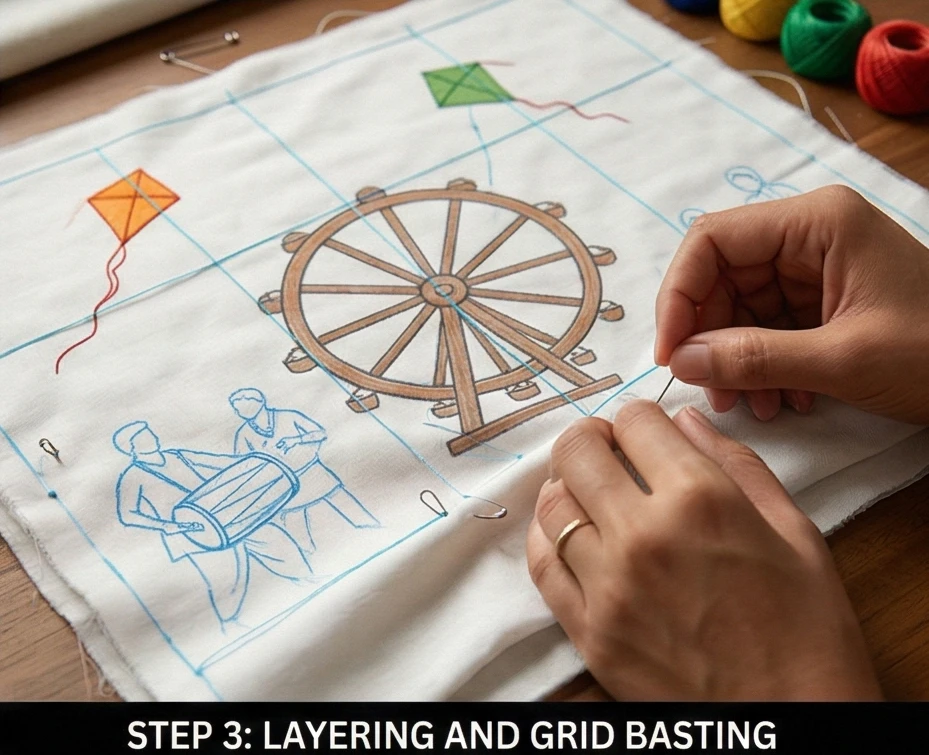 Nakshi Kantha Pillow Covers Showcasing Village Festival Scenes