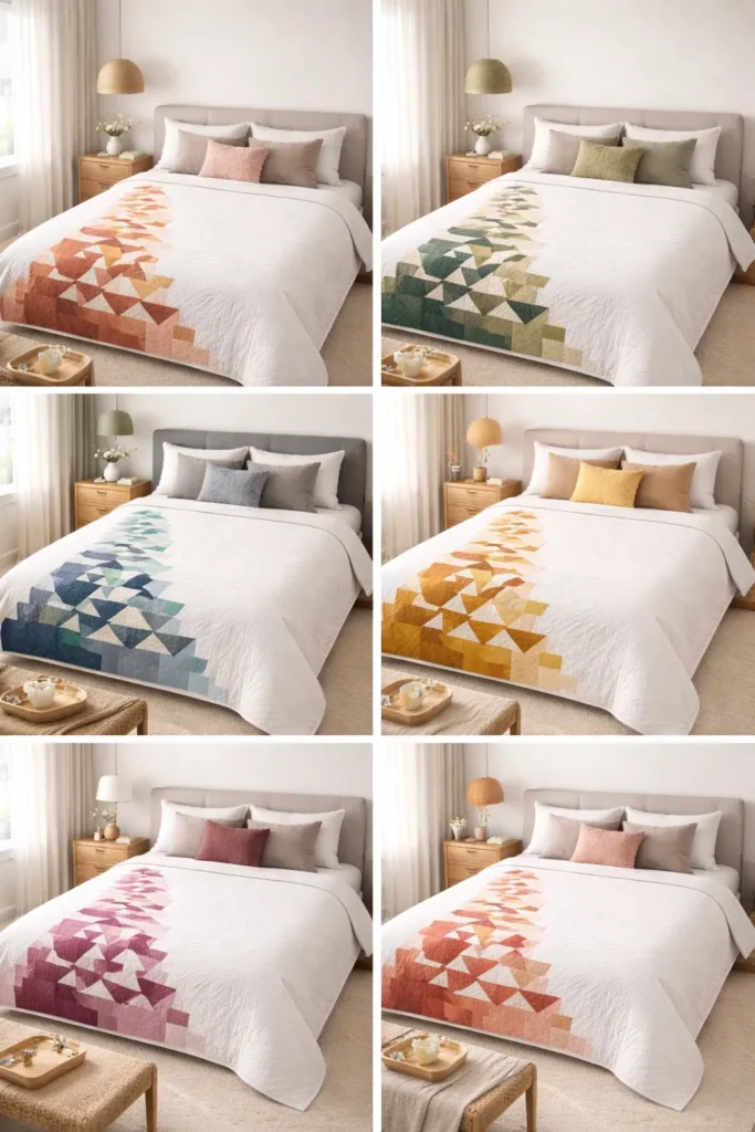Negative Space Contemporary Quilt Designs for Airy, Elegant Bedrooms