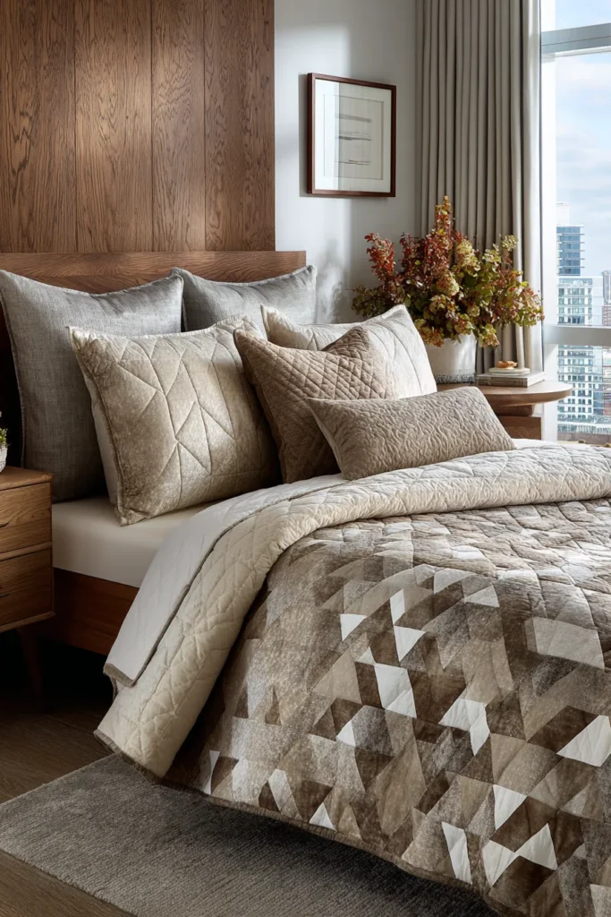 Negative Space Contemporary Quilt Designs for Airy, Elegant Bedrooms