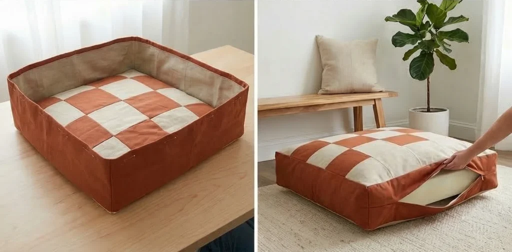 Oversized Contemporary Quilted Floor Pillows for Casual Lounge Seating