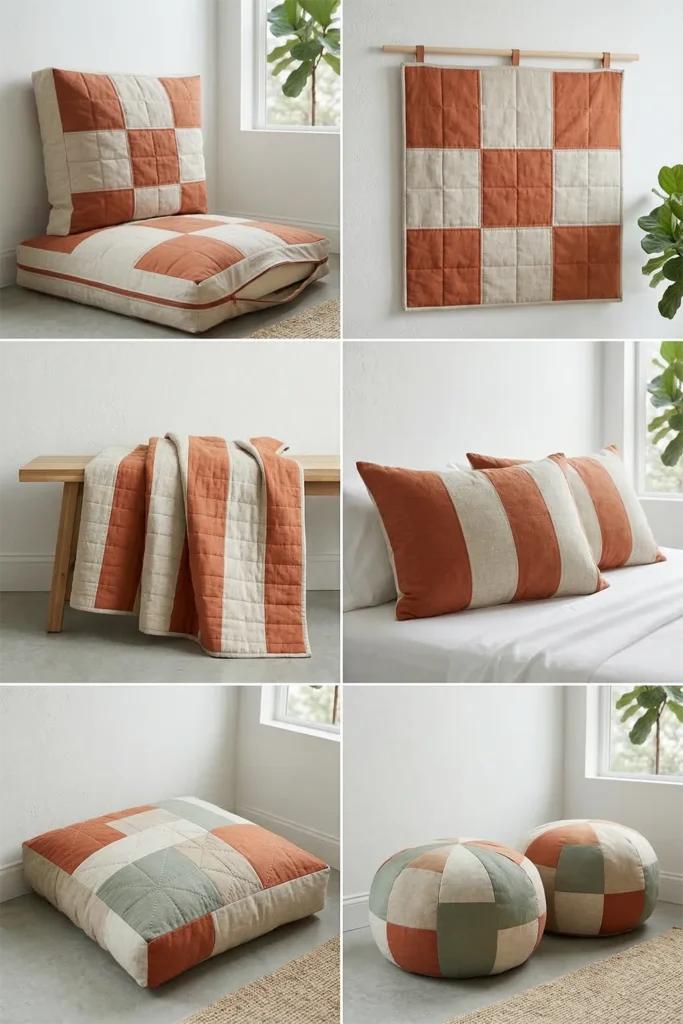 Oversized Contemporary Quilted Floor Pillows for Casual Lounge Seating