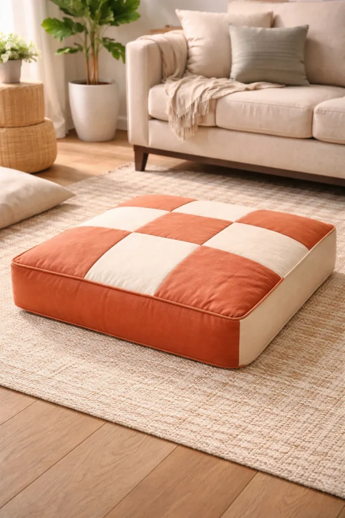 Oversized Contemporary Quilted Floor Pillows for Casual Lounge Seating