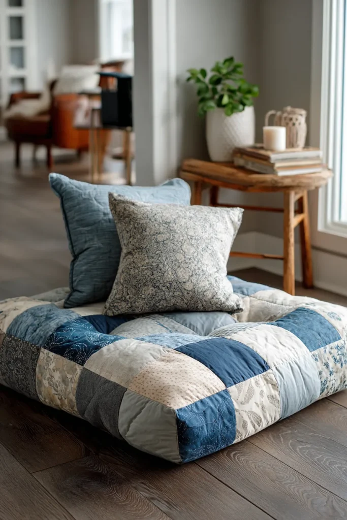 Oversized Contemporary Quilted Floor Pillows for Casual Lounge Seating