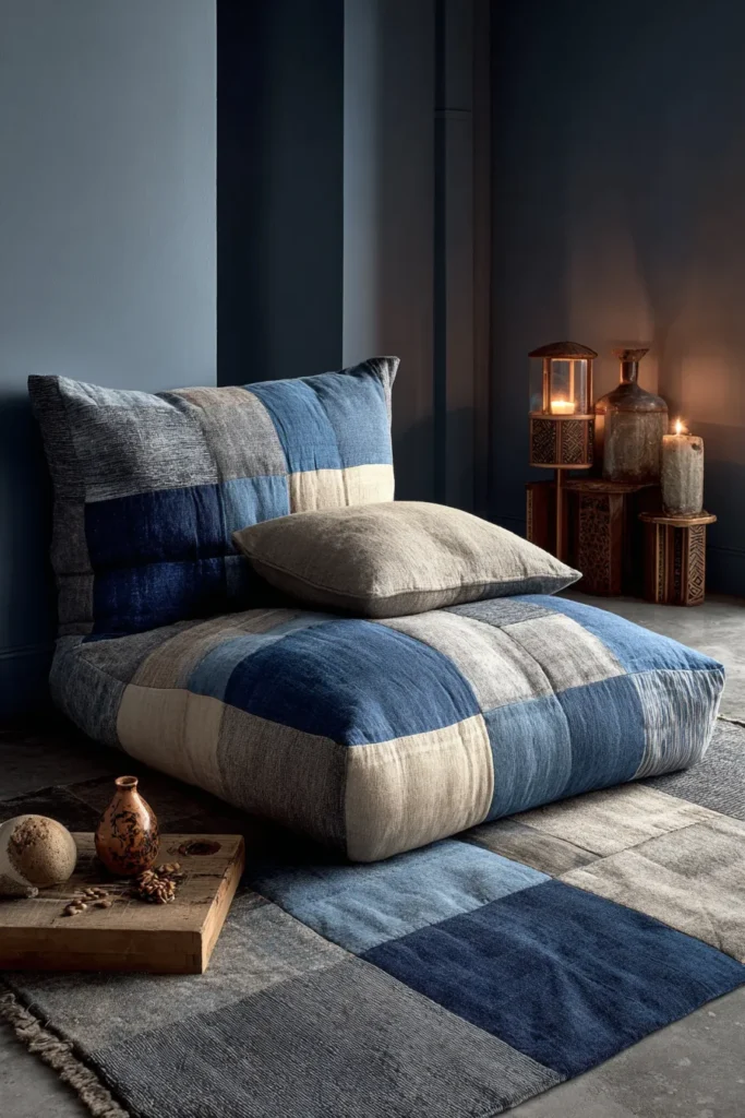 Oversized Contemporary Quilted Floor Pillows for Casual Lounge Seating