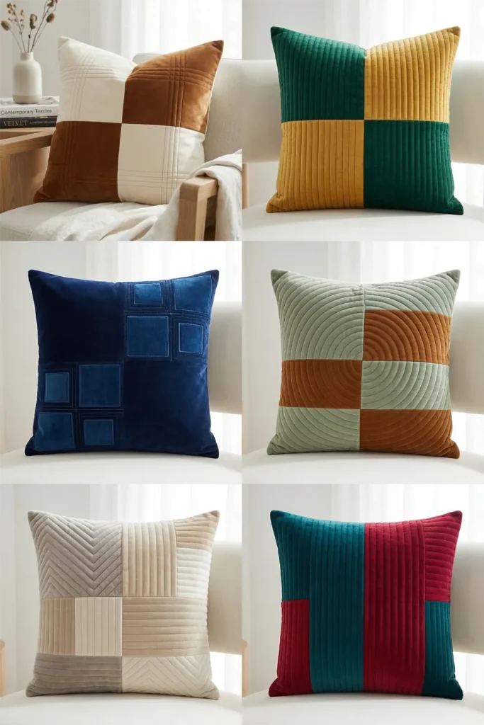 Plush Velvet Contemporary Quilt Pillow Covers for an Upscale Look