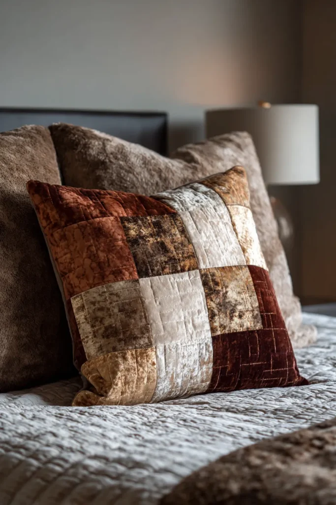 Plush Velvet Contemporary Quilt Pillow Covers for an Upscale Look