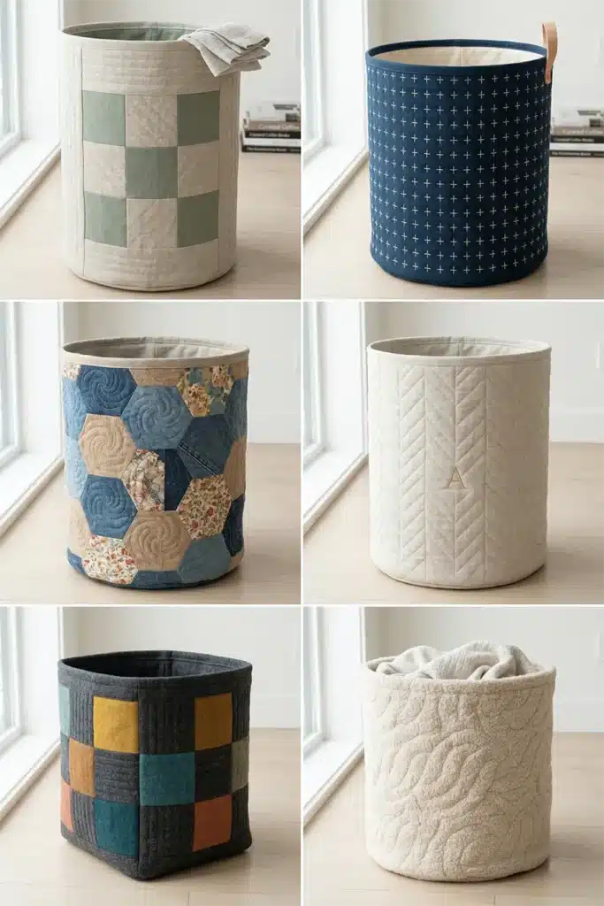 Reversible Modern Contemporary Quilted Laundry Baskets for Chic Organization
