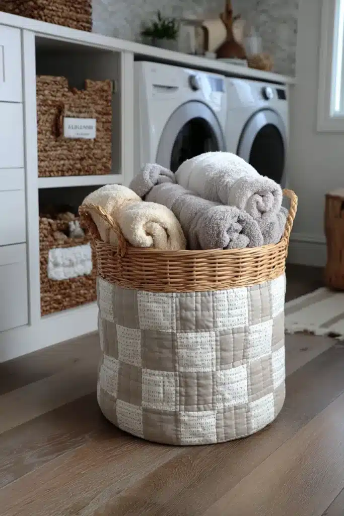 Reversible Modern Contemporary Quilted Laundry Baskets for Chic Organization