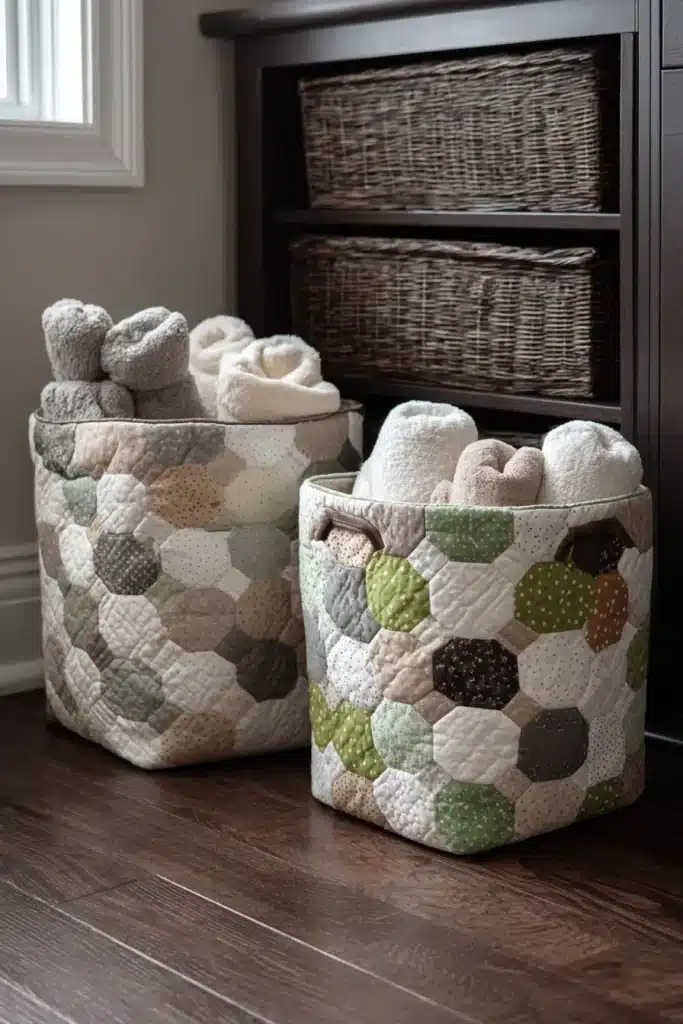 Reversible Modern Contemporary Quilted Laundry Baskets for Chic Organization