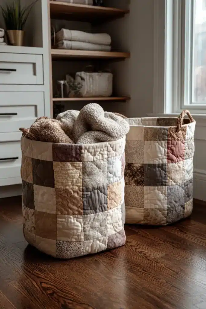 Reversible Modern Contemporary Quilted Laundry Baskets for Chic Organization