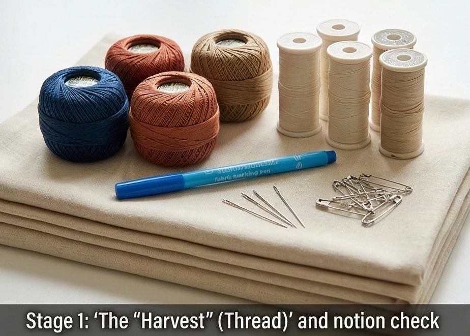 Rustic Lohori Kantha Placemats and Coasters Showcase Agricultural Scenes 