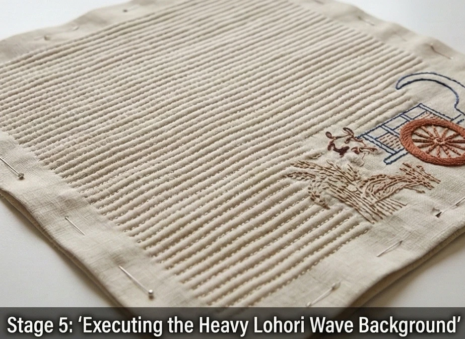 Rustic Lohori Kantha Placemats and Coasters Showcase Agricultural Scenes 