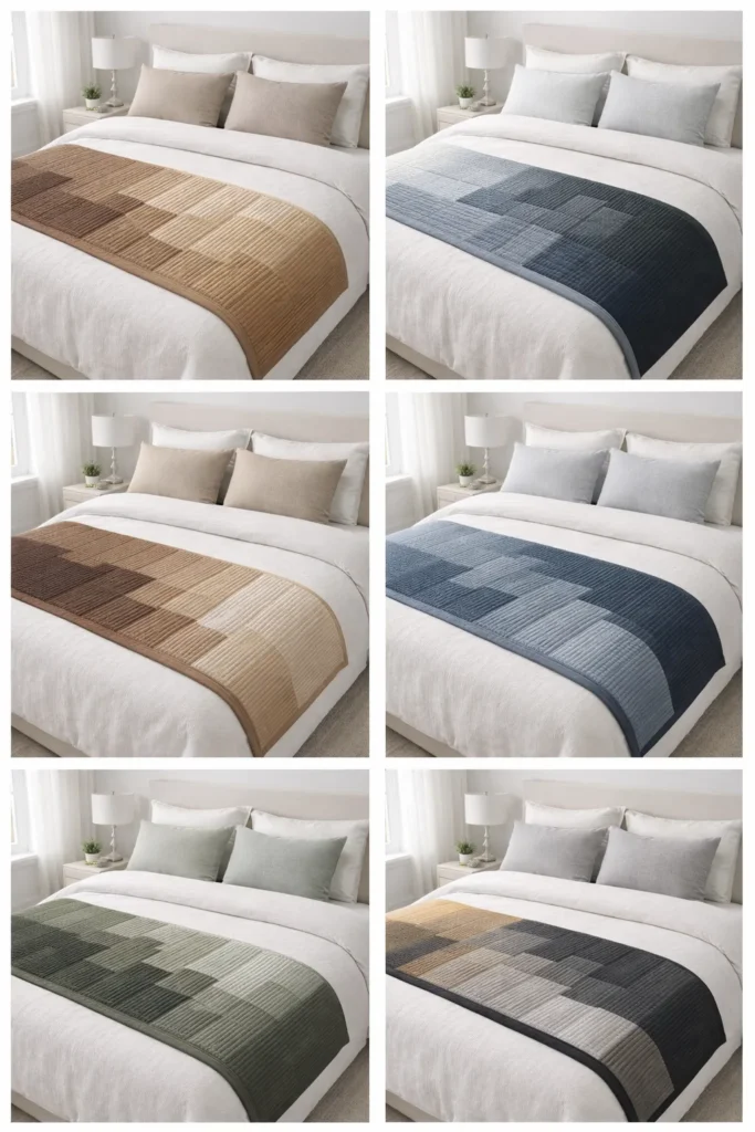 Sleek Monochromatic Contemporary Quilted Bed Runners for Layered Elegance
