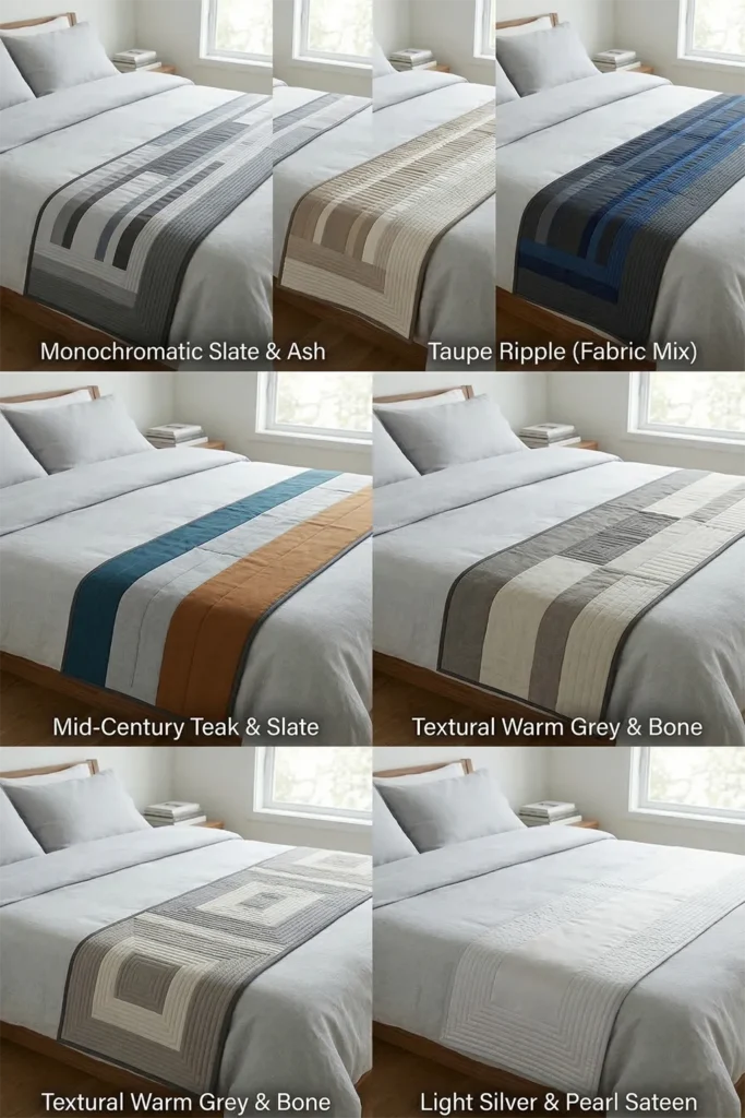 Sleek Monochromatic Contemporary Quilted Bed Runners for Layered Elegance