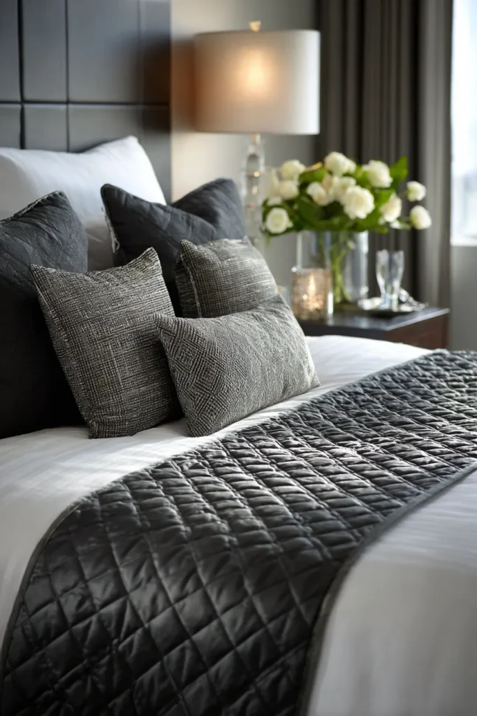 Sleek Monochromatic Contemporary Quilted Bed Runners for Layered Elegance