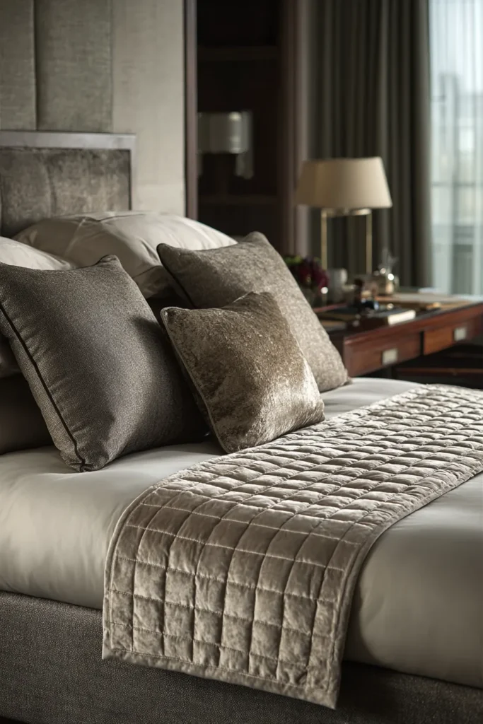 Sleek Monochromatic Contemporary Quilted Bed Runners for Layered Elegance