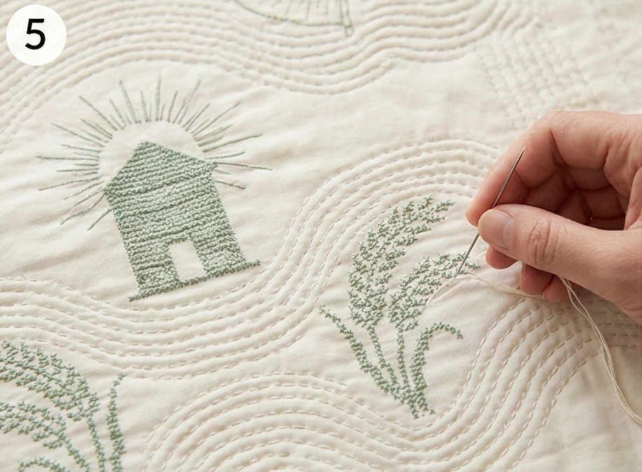 Soft Pastel Cross-Stitch Nakshi Kantha Quilts Celebrating Agricultural Heritage