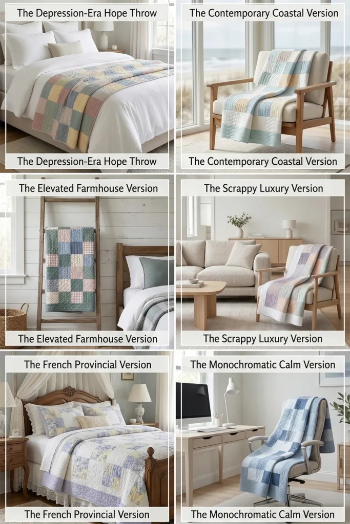 Soft Pastel Nine Patch Throw Blankets for a Cozy Bed Layering