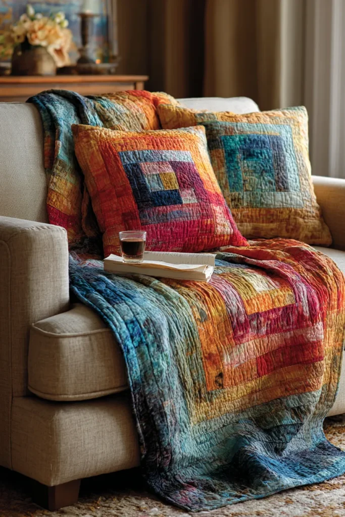 Soft Textured Contemporary Quilt Couch Throws for Living Area Comfort