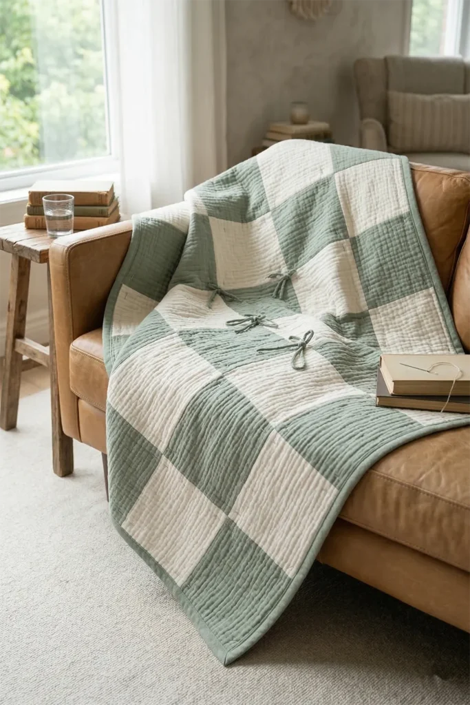 Soft Textured Contemporary Quilt Couch Throws for Living Area Comfort