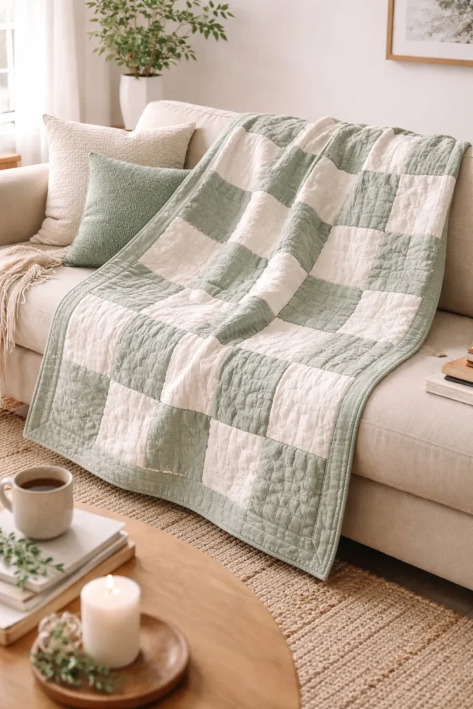 Soft Textured Contemporary Quilt Couch Throws for Living Area Comfort