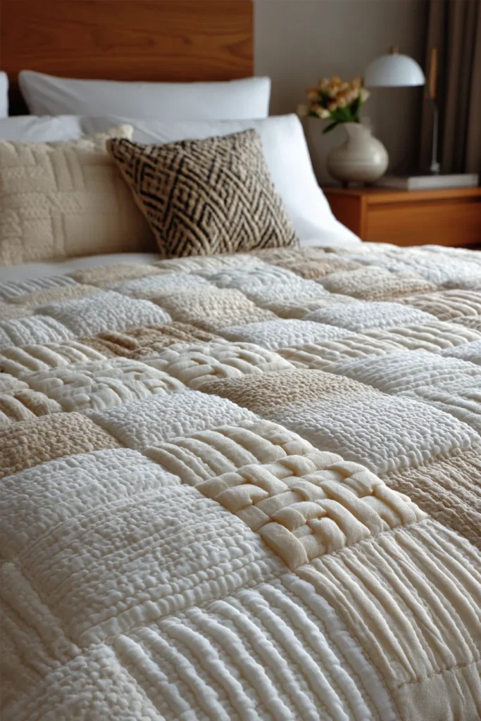 Soft Textured Contemporary Quilt Couch Throws for Living Area Comfort