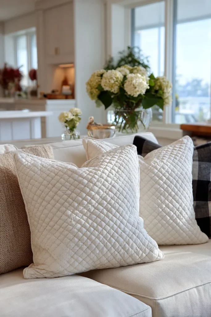 Sophisticated Contemporary Quilted Cushion Covers for Modern Loveseats
