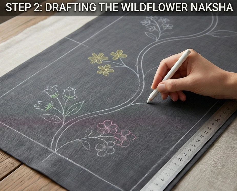 Sophisticated Cross-Stitch Nakshi Kantha Bed Runners Featuring Wildflower Motifs