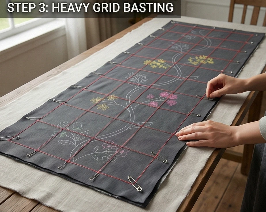 Sophisticated Cross-Stitch Nakshi Kantha Bed Runners Featuring Wildflower Motifs