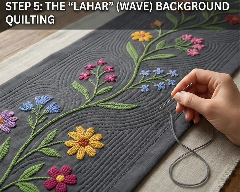 Sophisticated Cross-Stitch Nakshi Kantha Bed Runners Featuring Wildflower Motifs