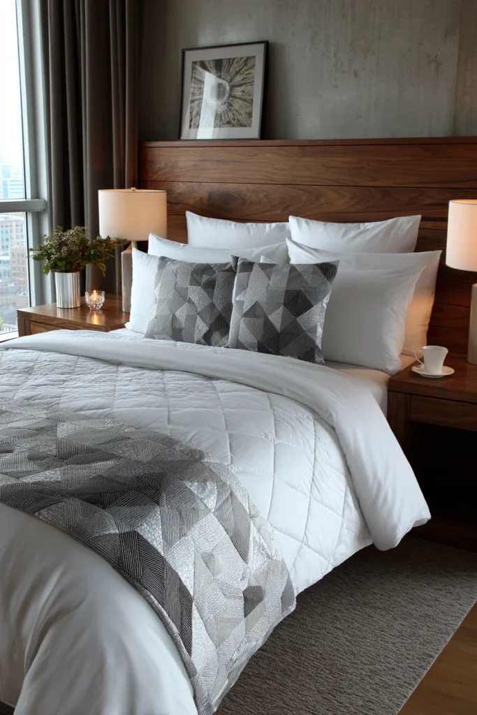 Sophisticated Nine Patch Bed Sheets with Subtle Geometric Accents
