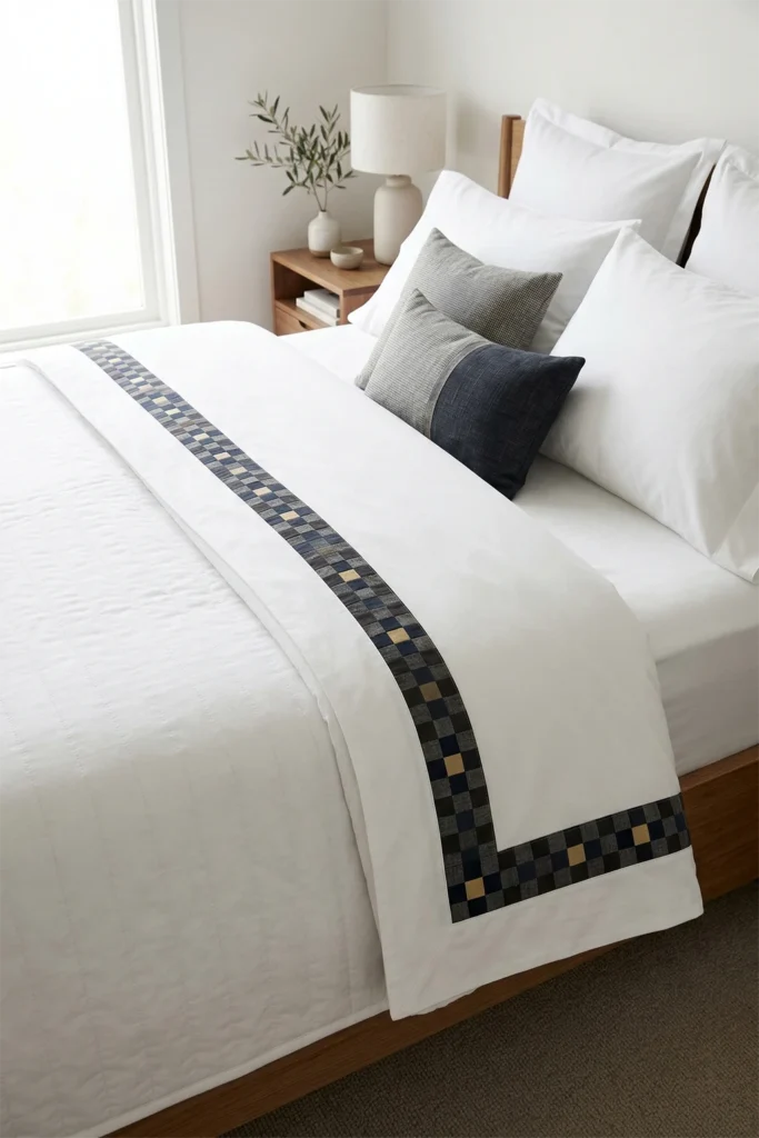Sophisticated Nine Patch Bed Sheets with Subtle Geometric Accents