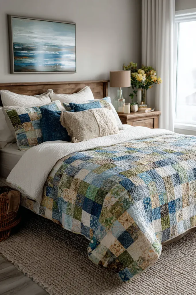Split Nine Patch Bed Quilts for Contemporary Style and Comfort