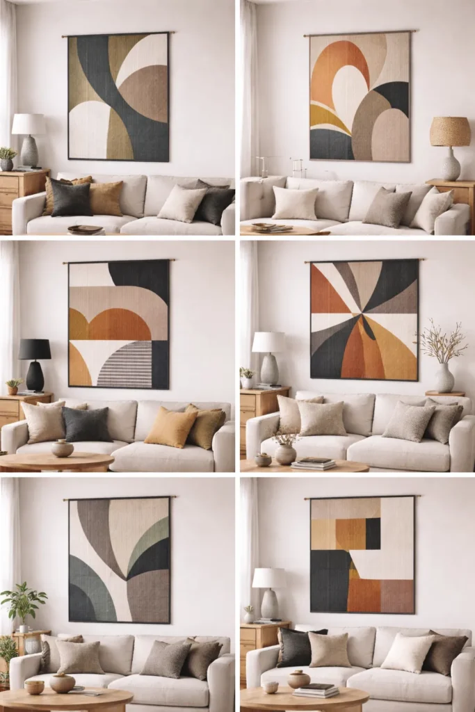 Striking Abstract Contemporary Quilted Wall Decor for Modern Living Rooms