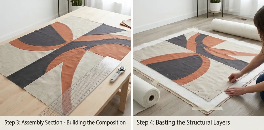 Striking Abstract Contemporary Quilted Wall Decor for Modern Living Rooms