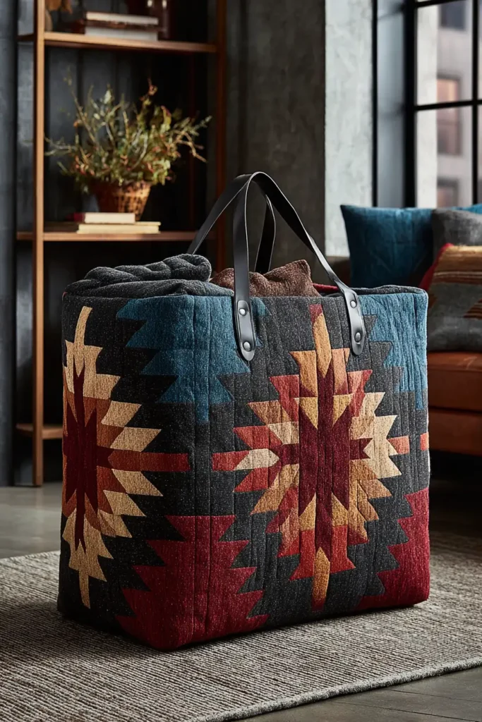 Sturdy Southwestern Navajo Quilted Storage Totes for Utility and Style