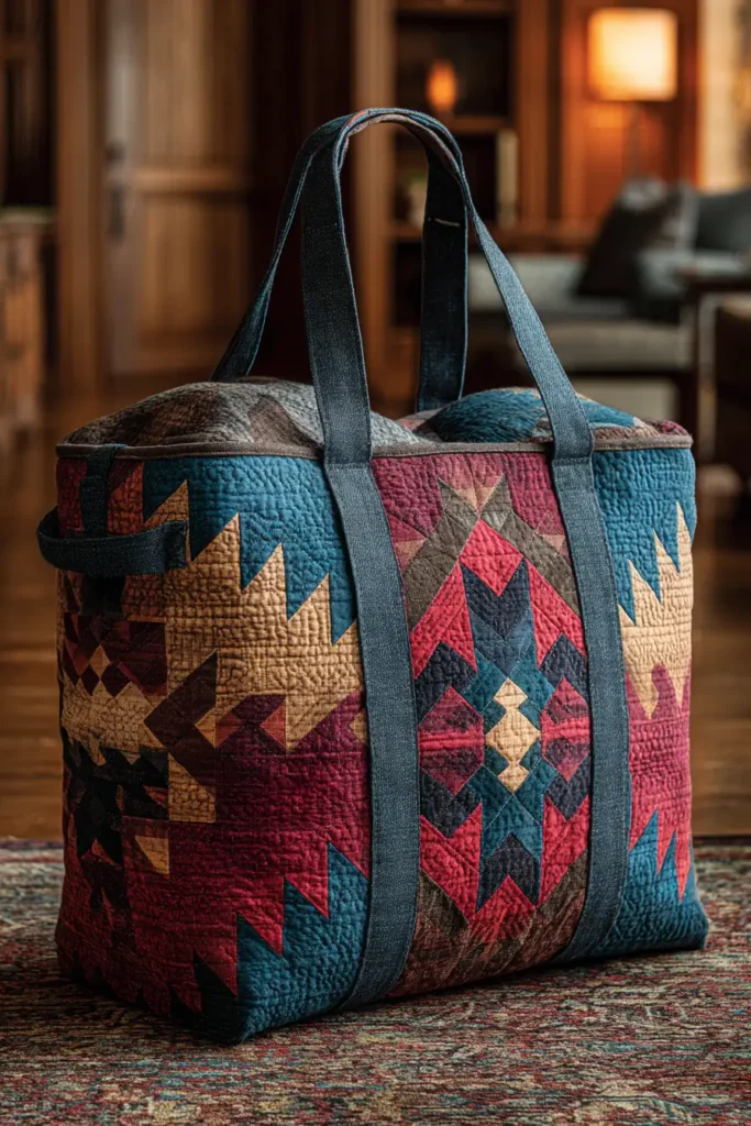 Sturdy Southwestern Navajo Quilted Storage Totes for Utility and Style