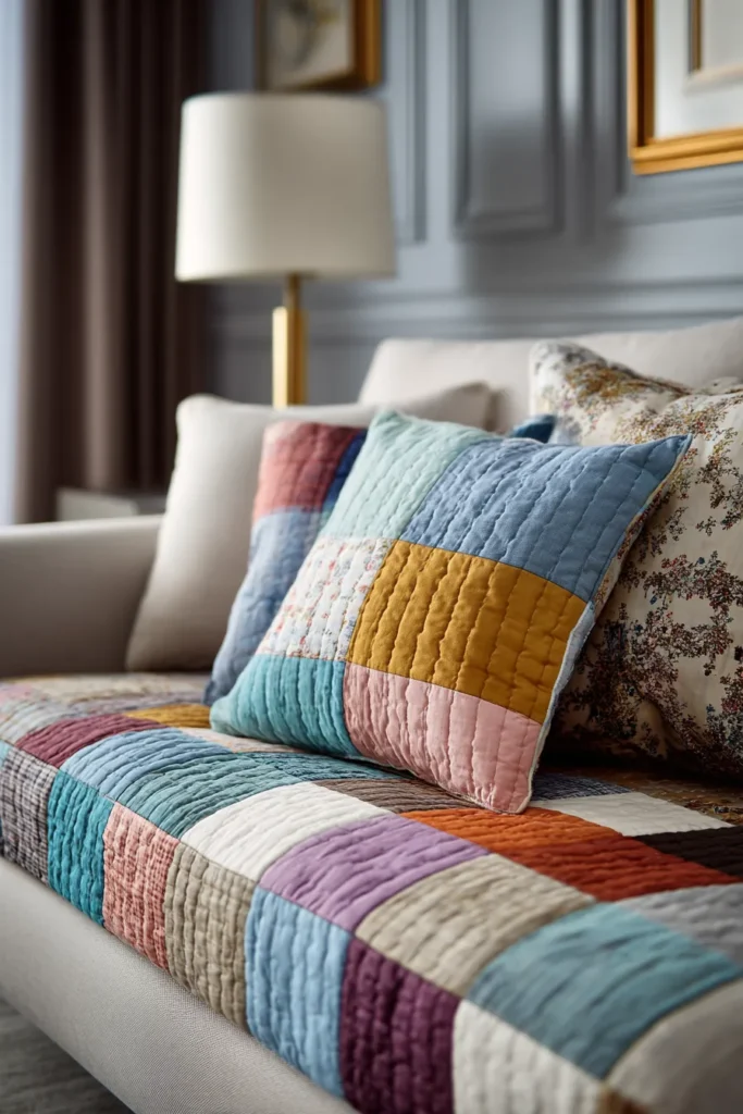 Stylish Color-Block Contemporary Quilted Sofa Covers for Chic Protection