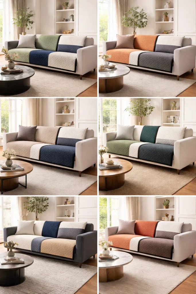 Stylish Color-Block Contemporary Quilted Sofa Covers for Chic Protection
