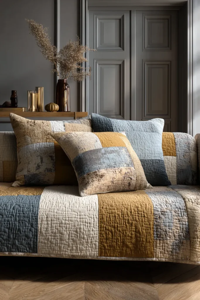 Stylish Color-Block Contemporary Quilted Sofa Covers for Chic Protection