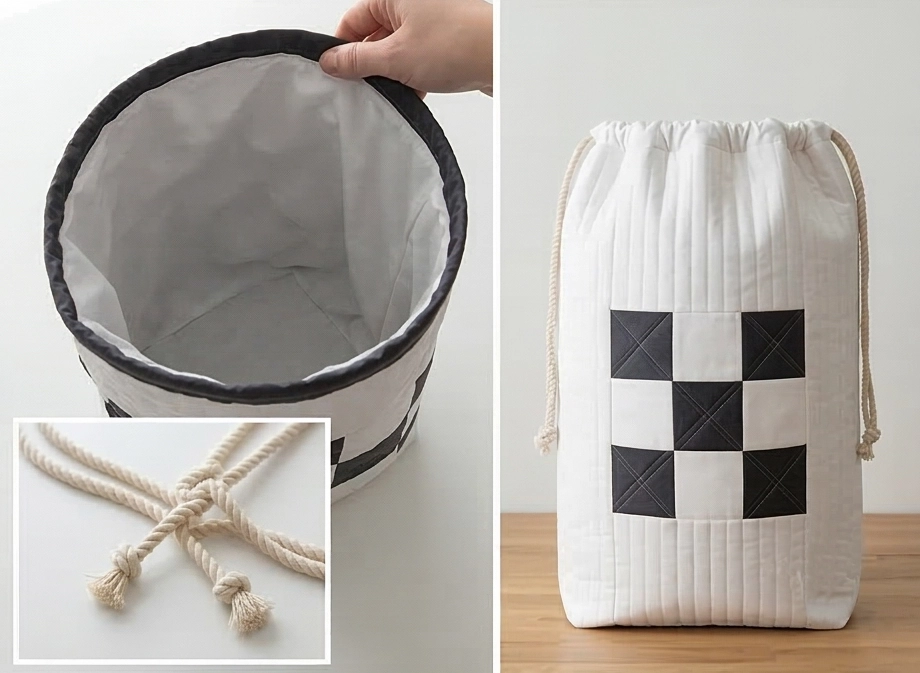 Stylish Modern Nine Patch Laundry Bag Patterns for Functional Decor