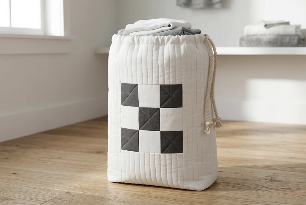 Stylish Modern Nine Patch Laundry Bag Patterns for Functional Decor