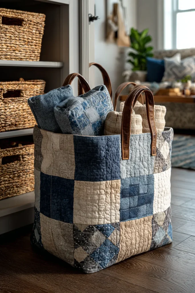 Stylish Modern Nine Patch Laundry Bag Patterns for Functional Decor