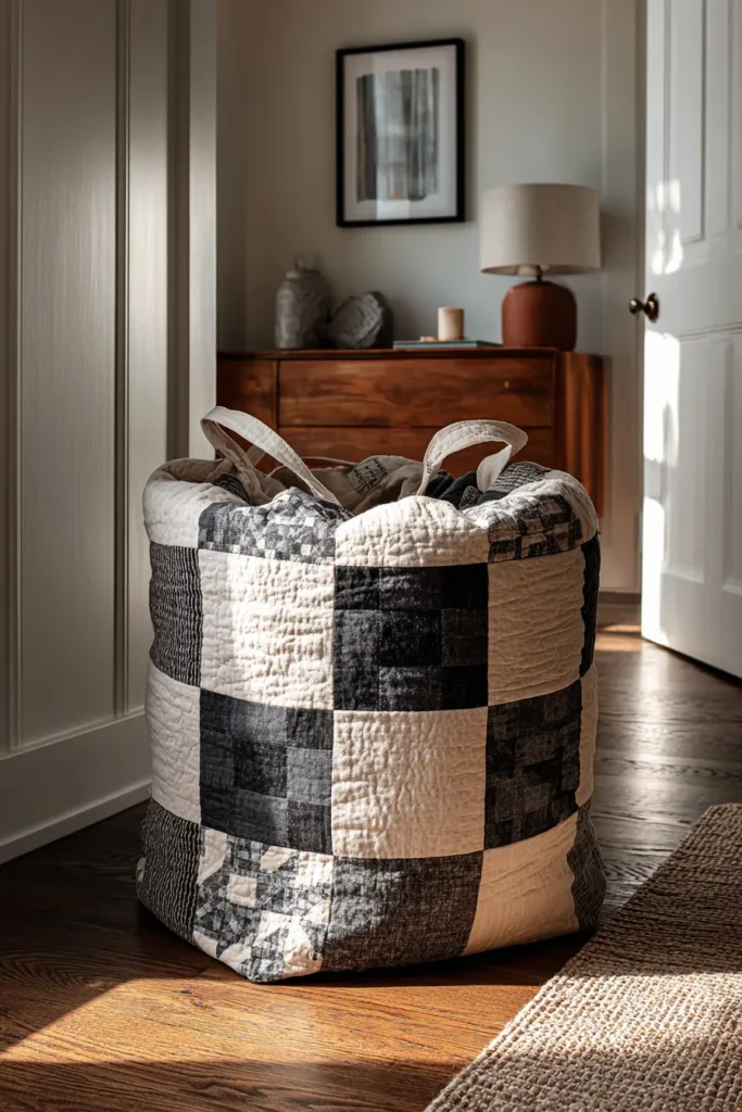 Stylish Modern Nine Patch Laundry Bag Patterns for Functional Decor